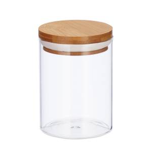 3er Set Vorratsdosen aus Glas 600 ml Braun - Bambus - Glas - Kunststoff - 10 x 14 x 10 cm