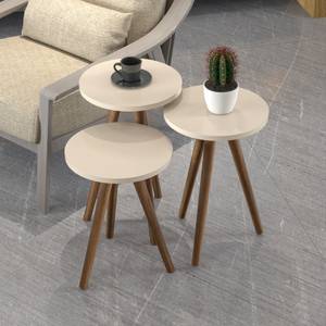 Set de 3 tables d'appoint Snede rondes Blanc - Bois manufacturé - 34 x 52 x 34 cm