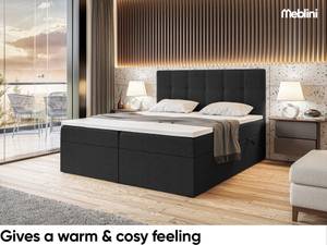 Boxspringbett Lebron Schwarz - Breite: 180 cm - H3