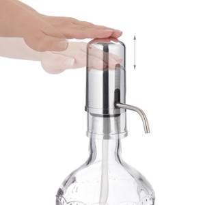 Wasserspender mit Handpumpe Silber - Glas - Kunststoff - 17 x 27 x 17 cm
