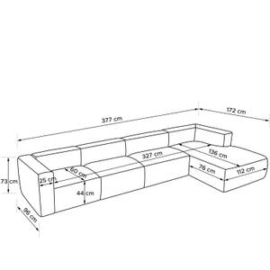 Ecksofa BUFFO 6-Sitzer Orange - Breite: 377 cm - Armlehne beidseitig montierbar - Ecke davorstehend rechts - Ottomane davorstehend rechts