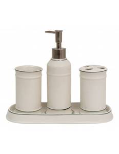 Badezimmer-Set SAVONS SUPERFINES 4-tlg Weiß - Porzellan - 10 x 21 x 25 cm