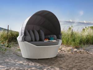 Chaise longue de jardin SYLT Gris - Blanc