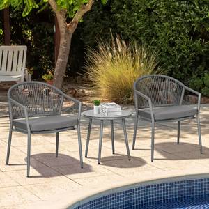 Rattan Bistroset 863-150V00LG Grau - Polyrattan - 62 x 78 x 58 cm