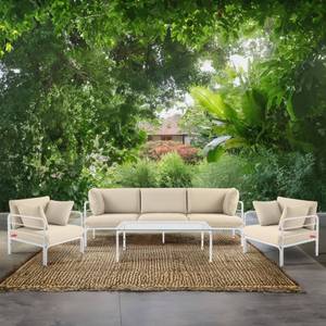 Gartensofa RAMBE Cremeweiß - Weiß - Breite: 225 cm