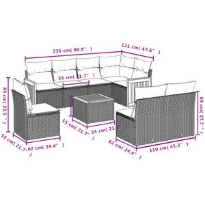 Gartensitzgruppe K7022(9-tlg) Schwarz - Massivholz - 69 x 62 x 55 cm