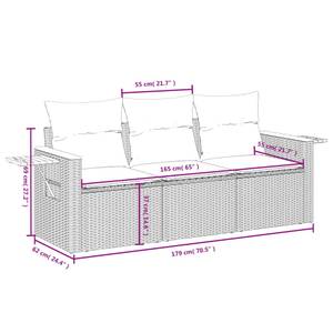 Gartensitzgruppe K3610(3-tlg) Beige - Massivholz - 69 x 62 x 55 cm