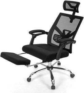 Bürostuhl mit einziehbarer Fußstütze Schwarz - Metall - Kunststoff - 107 x 145 x 68 cm