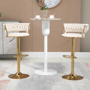 Barhocker FlowerDiana (2er Set) Beige - Gold