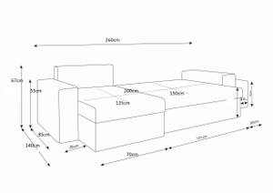 Ecksofa KANSI Schwarz - Grau - Ecke davorstehend links