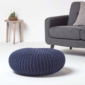 Großer Strickpouf 100% Baumwolle Blau