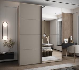 SCHWEBETÜRENSCHRANK LUX Beige - Silber - Breite: 190 cm