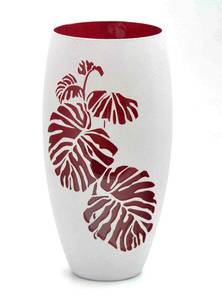 Vase en verre peint à la main Blanc - Verre - 16 x 30 x 16 cm
