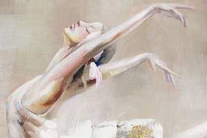 Tableau peint à la main The Flying Swan Blanc - Bois massif - Textile - 60 x 90 x 4 cm
