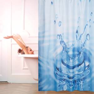 Rideau de douche gouttes d’eau Bleu - Matière plastique - Textile - 180 x 180 x 1 cm