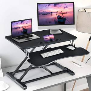 Sitz-Steh-Schreibtisch Tischaufsatz Schwarz - Holzwerkstoff - 64 x 51 x 80 cm