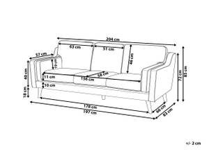 3-Sitzer Sofa LOKKA Cremeweiß - Eiche Hell - Weiß