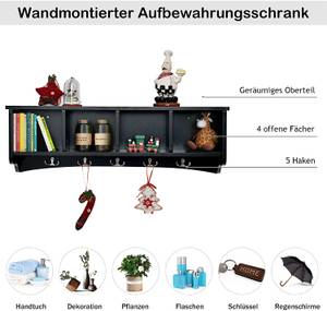 Wandschrank Hängeschrank Schwarz - Holzwerkstoff - 15 x 23 x 72 cm