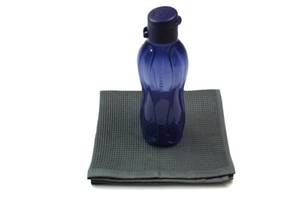 TUPPERWARE Trinkflasche 500ml + GLASTUCH Blau - Kunststoff - 7 x 21 x 7 cm