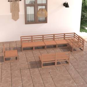 Bistro-Set-k421 ( 9-tlg ) Braun - Massivholz - Höhe: 1 cm