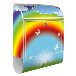 Briefkasten Stahl Regenbogen Weiß - Metall - 38 x 46 x 13 cm