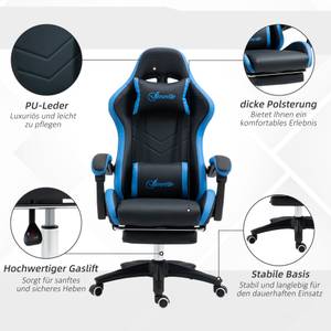 Gaming Stuhl Bürostuhl 921-618V01BK Blau - Textil - 65 x 129 x 65 cm