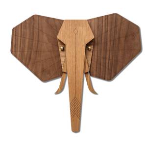Wandmaske Mini Elephant Braun - Holzwerkstoff - Kunststoff - 28 x 28 x 1 cm