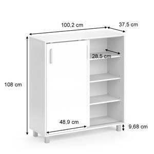 Schuhschrank „Viva“ Weiß mit Schiebetüre Weiß - Holz teilmassiv - 100 x 108 x 37 cm