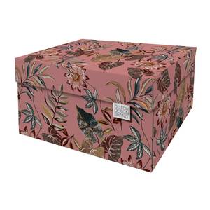 Speicherbox mit Deckel Floral Garden Pink - Holzwerkstoff - Naturfaser - 31 x 21 x 39 cm