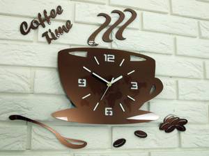 Wanduhr Tasse 3D Braun - Kunststoff - 64 x 43 x 3 cm