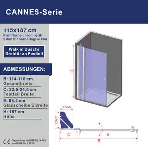 Begehbare Dusche mit Duschablage Breite: 115 cm