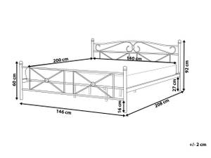 Lit double RODEZ Noir - Largeur : 146 cm