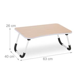 Table ordinateur portable brun clair Noir - Marron - Blanc - Bois manufacturé - Métal - Matière plastique - 63 x 26 x 40 cm