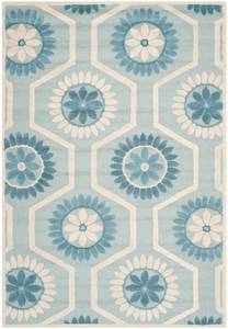 Wollteppich Piper Textured Webstoff - Creme / Hellblau - 240 x 150 cm