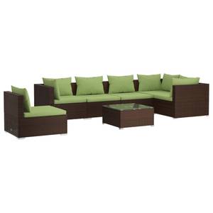 Garten-Lounge-Set (7-teilig) 3013636-2 Braun - Grün - Metall - Polyrattan - 60 x 30 x 60 cm