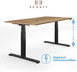Schaff Schreibtisch 180 cm schwarz Eiche Schwarz - Braun - Holzwerkstoff - Metall - 80 x 60 x 180 cm