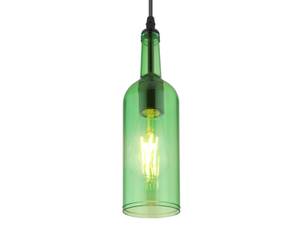 Pendelleuchte Flaschenlampe Glas grün Schwarz - Grün - Metall - Kunststoff - 10 x 107 x 10 cm