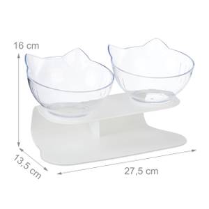 Support surélevé double gamelle 500 ml Blanc - Matière plastique - 28 x 16 x 14 cm