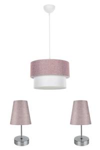 Tischleuchte & Pendelleuchte Set Pink - Weiß - Metall - 30 x 20 x 30 cm