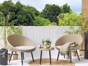 Bistro Set ORTIGIA 3-tlg Beige - Schwarz - Blau - Weiß - Polyrattan - 82 x 75 x 70 cm