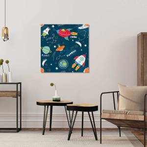 Tableau enfant happy cosmos 80 x 80 cm