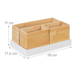 4-tlg. Bambus Organizer Set Braun - Weiß - Bambus - Holzwerkstoff - 28 x 11 x 18 cm