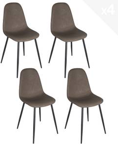 Lot de 4 chaises rembourrées NOVA Marron - Métal - Textile - 45 x 87 x 53 cm