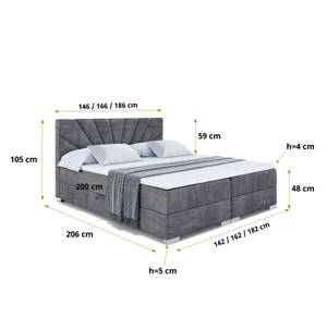 Boxspringbett MILTIO Steingrau - Breite: 140 cm - H4