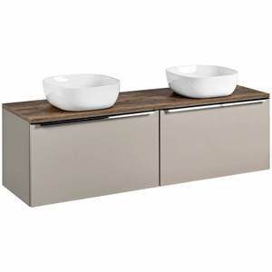 Doppelwaschtisch Taupe 160cm m. 2 Becken Braun - Holzwerkstoff - 161 x 64 x 46 cm