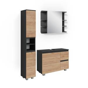 Mobilier de salle de bains J-Shape Gris - Chêne