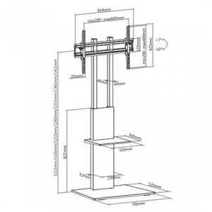 TV-Standfuß LUMFS16-46TD Schwarz - Metall - 70 x 142 x 52 cm