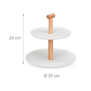 Serviteur à gâteaux en plastique & bois Marron - Blanc - Bois manufacturé - Matière plastique - 25 x 24 x 25 cm