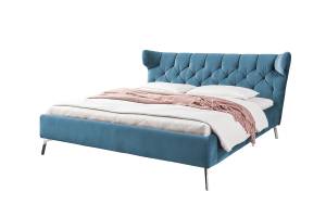 Lit CHARME Lit rembourré Velvet Bleu pétrole - Largeur : 238 cm