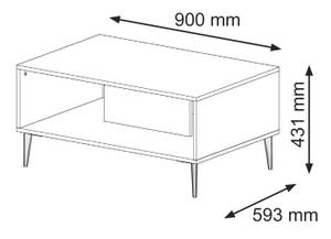 Table basse RavennaB 90x60x43 Beige - Noir